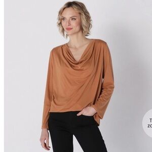 Diane Gilman Women's Tan Cowl Neck Sweater Size Large